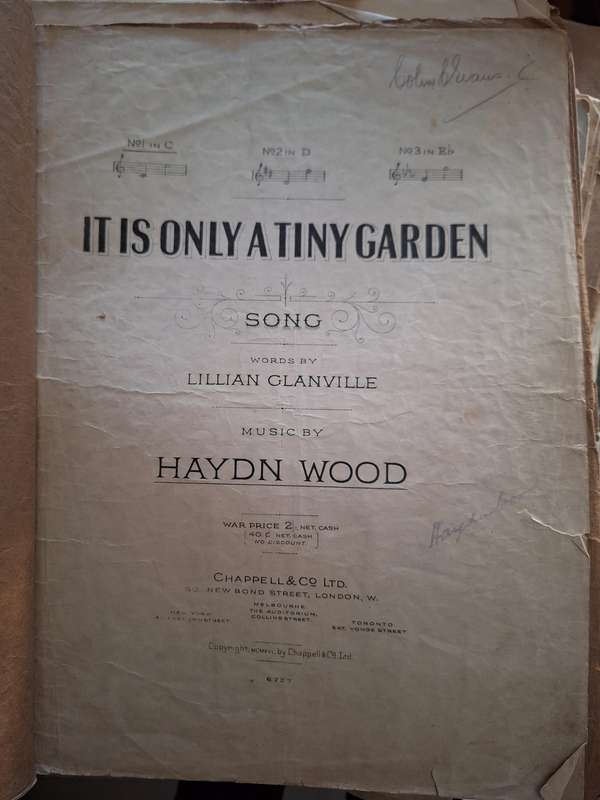 SHEET MUSIC - It si only a tiny garden music by Haydn Wood. pp6