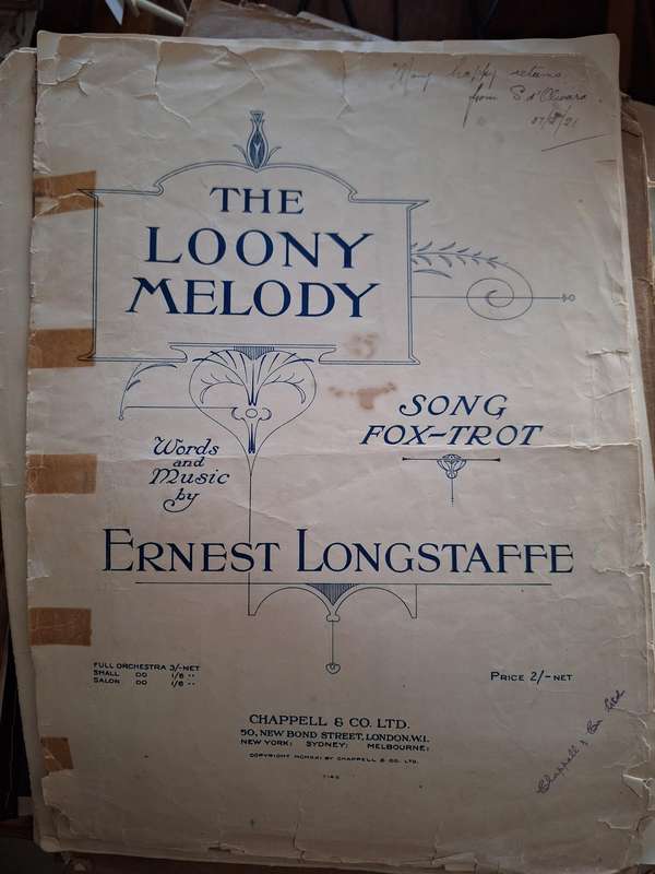 SHEET MUSIC - The Loony Melody song Fox-Trot by Ernest Longstaffe. pp6