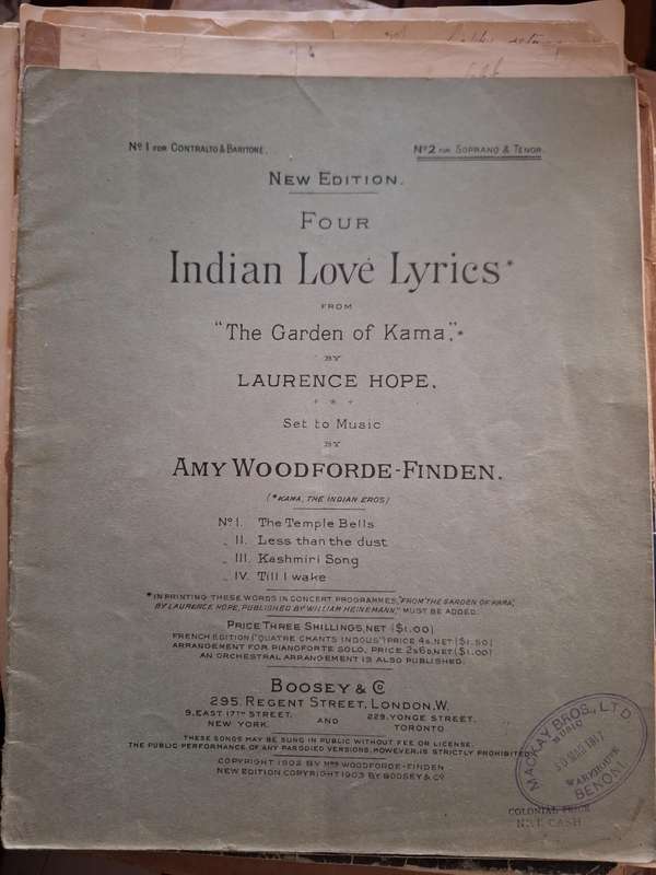 SHEET MUSIC - Four Indian love lyrics from The Garden of Kama by Amy Woodforde-Finden/pp26