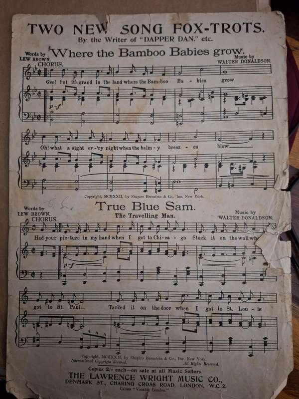 SHEET MUSIC - Two new song Fox-trots music by Walter Donaldson. pp44