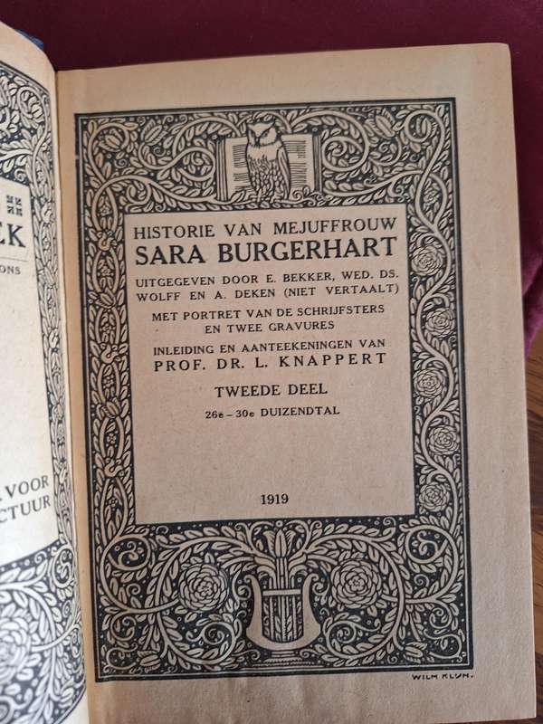Wolff en Deken /HISTORIE VAN MEJUFF. SARA BURGERHART -deel 2 /1919 Dutch -very rare