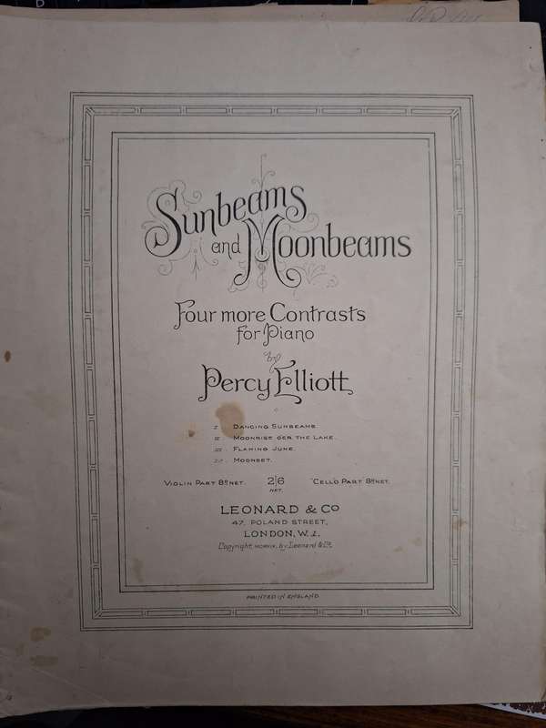SHEET MUSIC - Sunbeams and Moonbeams four more Contrasts for Piano by PERCY ELLIOTT. pp22