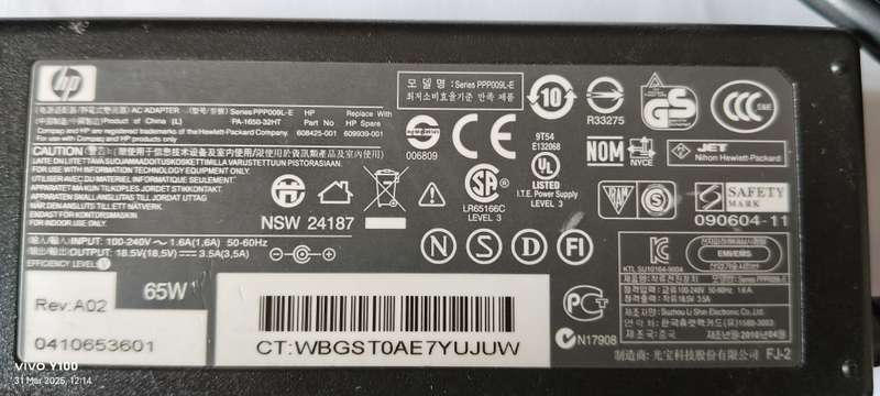 HP Charger ORIGINAL 65W Big Pin 18.5V 3.5A Charger