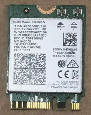 Lenovo ThinkPad L480 Intel Wireless Wi-Fi Card 8265NGW