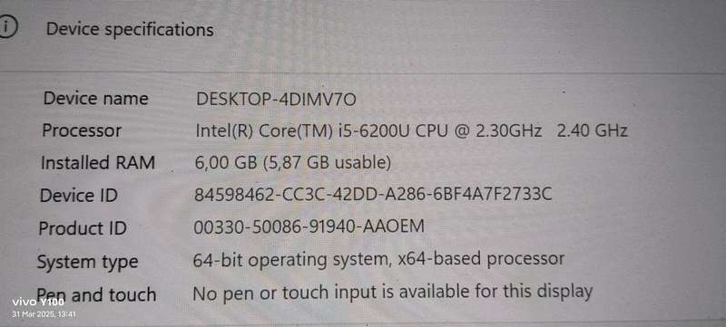 Lenovo ThinkPad L460 - I5 - RAM 6GB - 1TB Drive + Charger - Right Alt Button is missing on Keyboard