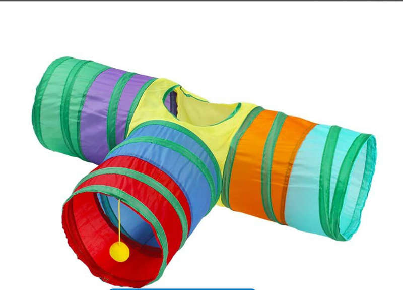 Cat Tunnel Toy Foldable Pet Tunnel Rainbow Play Crawl Tube for Small Animal