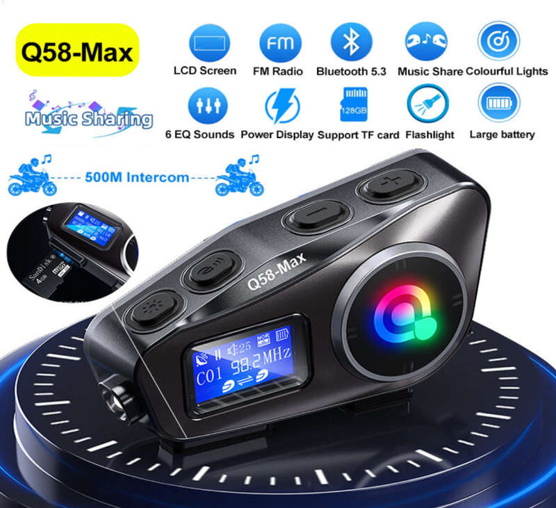 ADVANCED Motorcycle / Motorbike Helmet Intercom + Bluetooth Calls + Music Streaming + FM Radio