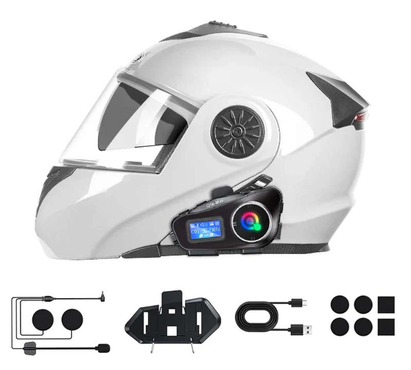 ADVANCED Motorcycle / Motorbike Helmet Intercom + Bluetooth Calls + Music Streaming + FM Radio