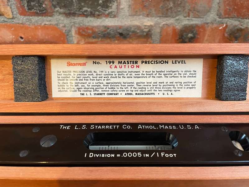 EXTREMELY RARE VINTAGE STARRETT No. 199 ENGINEERS MASTER LEVEL WITH ORIGINAL DOVETAIL WOODEN BOX
