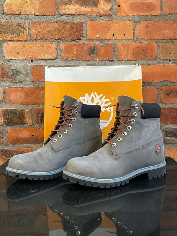 Timberland Premium Heritage 6" GREY NUBUCK LEATHER Waterproof Boots - Mens Size 11.5 - EARTHKEEPERS