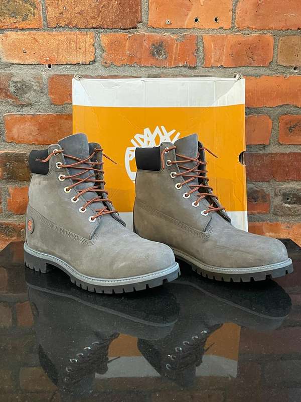 Timberland Premium Heritage 6" GREY NUBUCK LEATHER Waterproof Boots - Mens Size 11.5 - EARTHKEEPERS