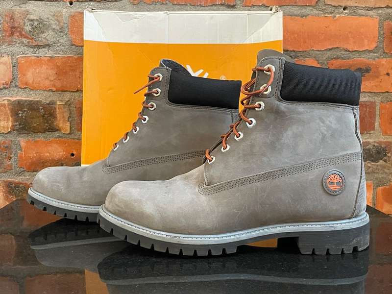 Timberland Premium Heritage 6" GREY NUBUCK LEATHER Waterproof Boots - Mens Size 11.5 - EARTHKEEPERS