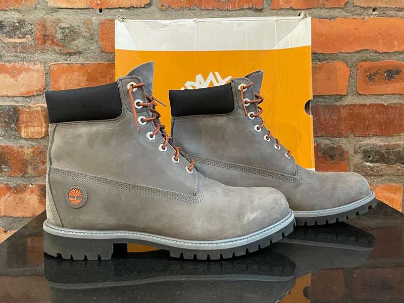 Timberland Premium Heritage 6" GREY NUBUCK LEATHER Waterproof Boots - Mens Size 11.5 - EARTHKEEPERS