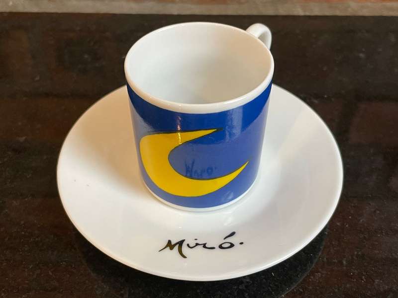 Pair of Licensed Joan Miro Ceramic Espresso Cups & Saucers