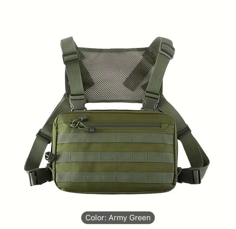 Large Outdoor Multifunctional Men's Tactical Chest Bag - Olive Green - Motorcycle / Hiking