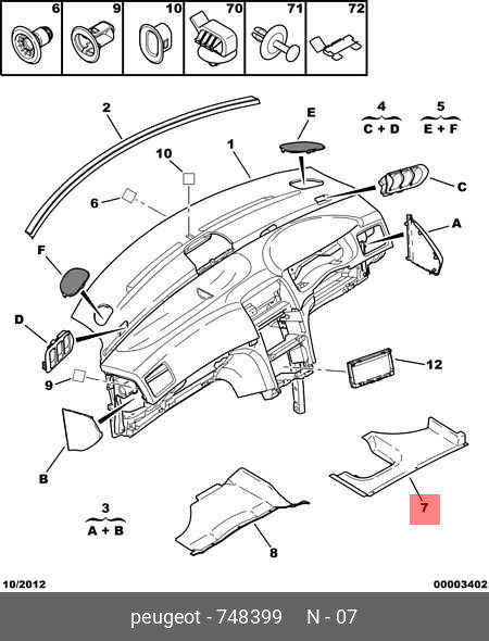 PEUGEOT 307 DASH BOARD TRIM KIT 748399