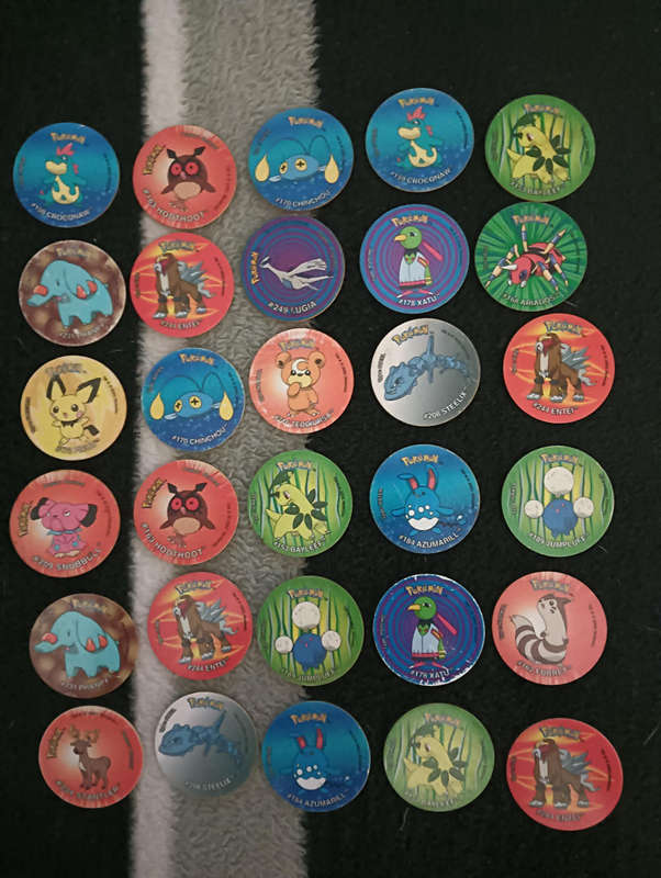 Pokemon Tazos from the world of Jotho