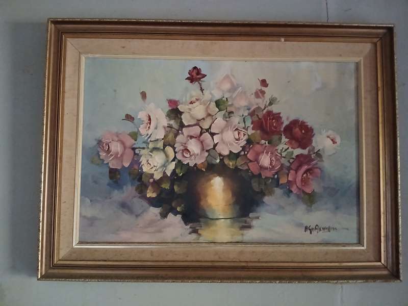 H.G. van Aswegen Oil, Still Life Roses, Signed, 60 x 90