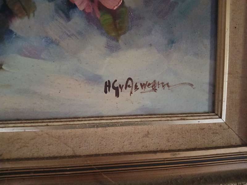 H.G. van Aswegen Oil, Still Life Roses, Signed, 60 x 90