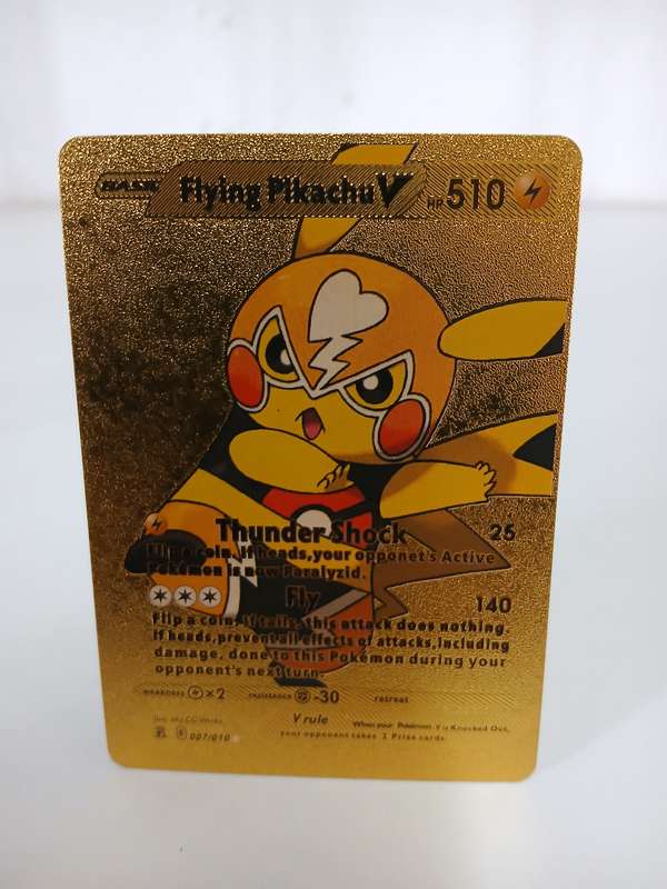 Pokémon Trading Cards featuring Pikachu, Raichu, and Morpeko + Flying Pikachu V  Gold Foil