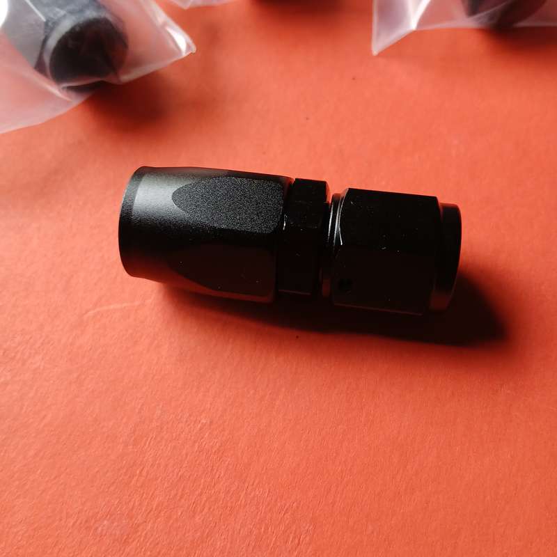 AN6 6AN Straight Swivel Hose End Fitting for Braided Fuel Line Aluminum Black 4PCS