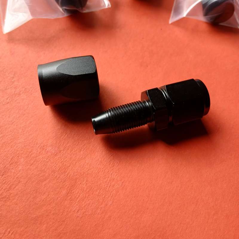 AN6 6AN Straight Swivel Hose End Fitting for Braided Fuel Line Aluminum Black 4PCS