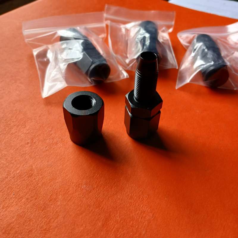 AN6 6AN Straight Swivel Hose End Fitting for Braided Fuel Line Aluminum Black 4PCS