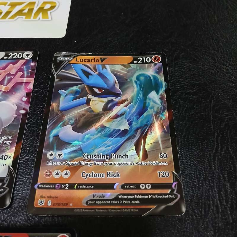 7 Pokémon V cards: Hisuian Sneasler V, Wyrdeer V, Lucario V, Enamorus V, Chandelure V, and Boltund V