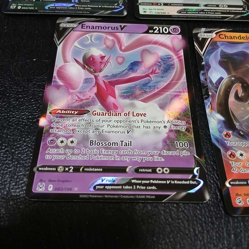 7 Pokémon V cards: Hisuian Sneasler V, Wyrdeer V, Lucario V, Enamorus V, Chandelure V, and Boltund V