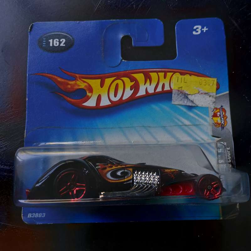 2000 Hot Wheels #162 Autonomicals 5/5 HAMMERED COUPE Black w/Red Pr5 Spoke Wheel