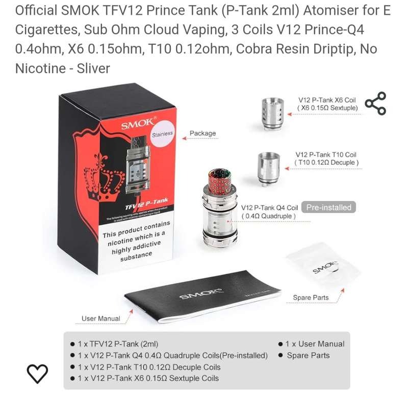 SMOK TFV12 Prince Tank Cloud Beast King Atomizer