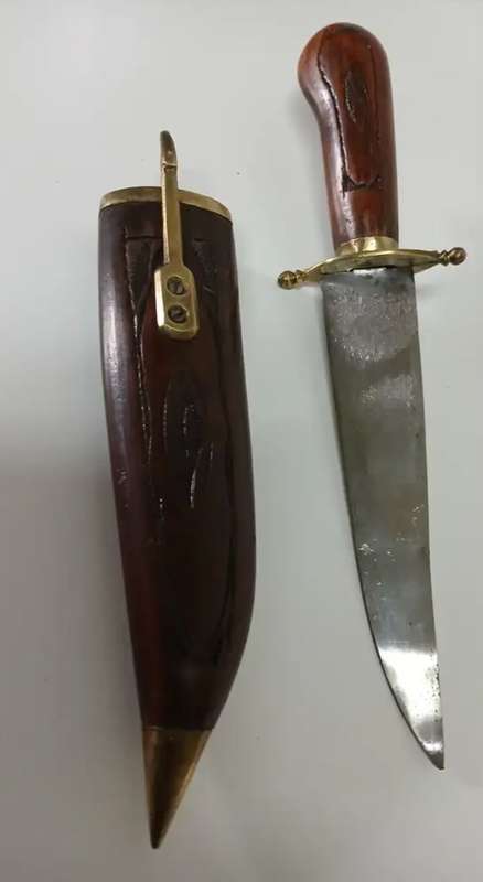 Vintage Dagger with Wooden Handle and Sheath and Brass Detail made in India + exstras