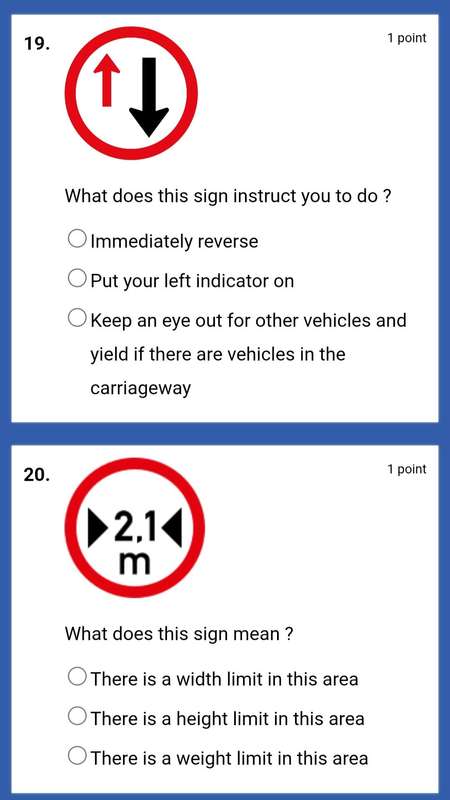 K53 online learners licence practice test