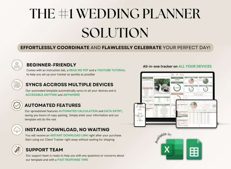 Ultimate Wedding Planner Excel and Google Sheet Tamplate