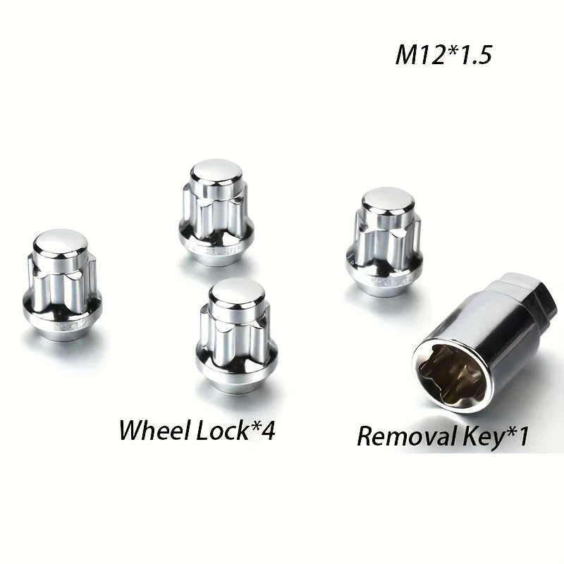 Car Anti-Theft Nut Set  Chrome Cone (M12 x 1.5 Thread)