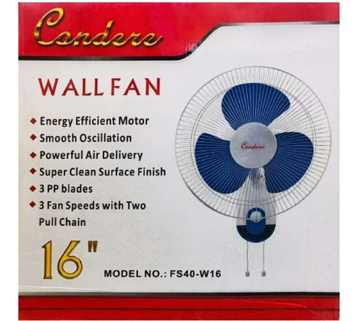 Condere FS40-W16 A+ 1200 mm 3 Blade Wall Fan (White, Pack of 1)
