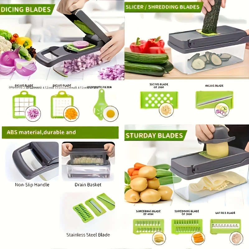 14-in-1 Multifunctional Vegetable Chopper & Food Slicer  All-in-One Kitchen Tool