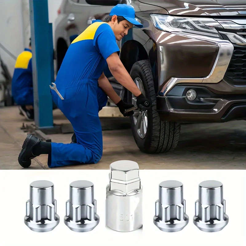Car Anti-Theft Nut Set  Chrome Cone (M12 x 1.5 Thread)