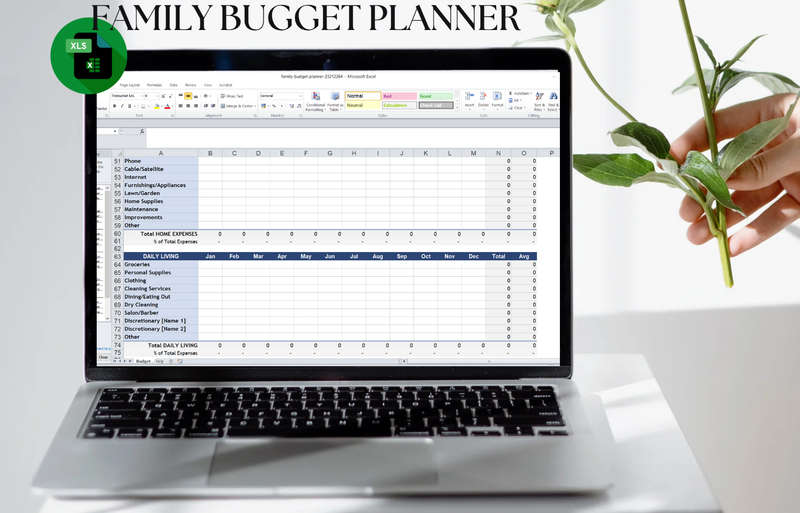 Family Budget Planner Excel Spread Sheet and Google Sheet