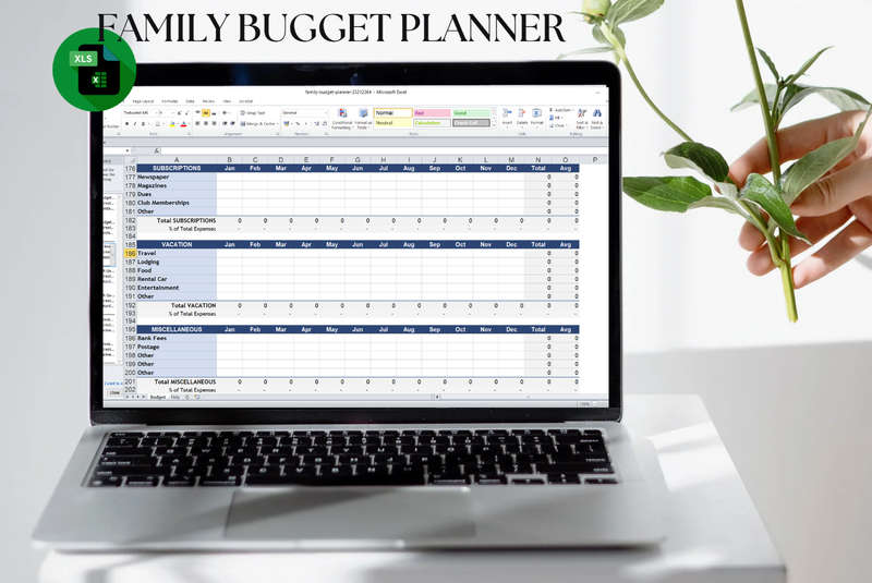 Family Budget Planner Excel Spread Sheet and Google Sheet