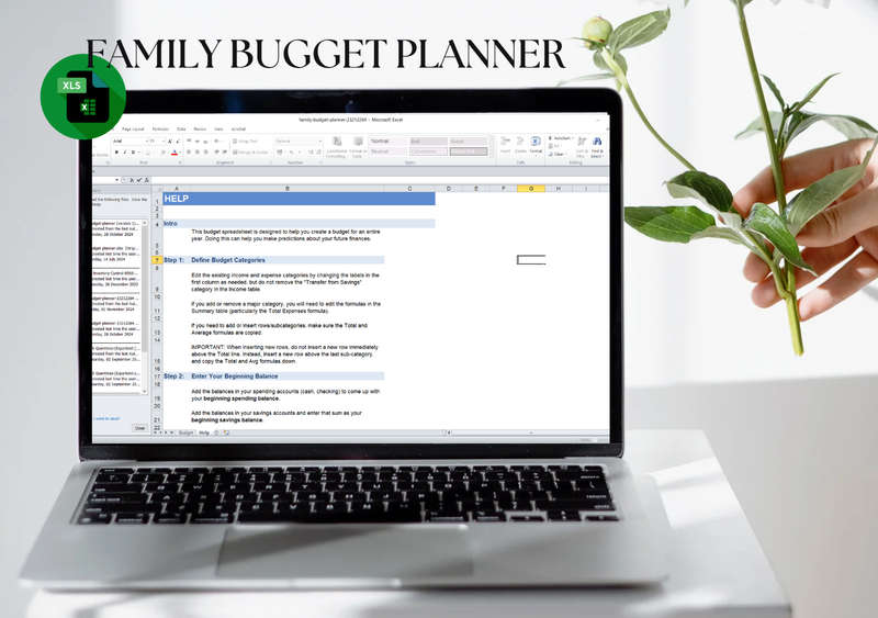 Family Budget Planner Excel Spread Sheet and Google Sheet