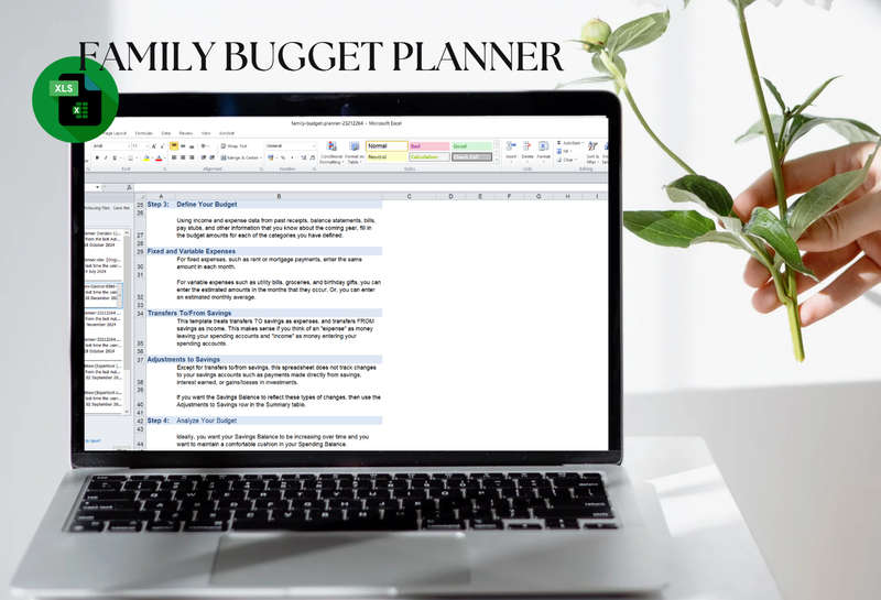 Family Budget Planner Excel Spread Sheet and Google Sheet