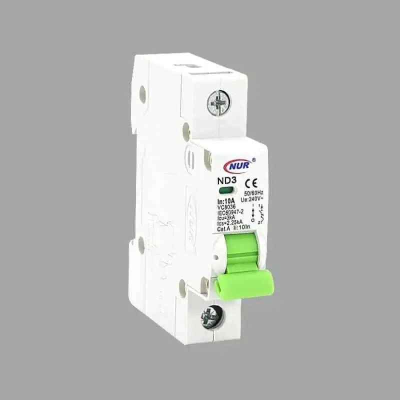 Circuit Breaker ND 3 Din Rail Single Pole 3kA ND3S6 - 10 Amp  3 kA - C Curve