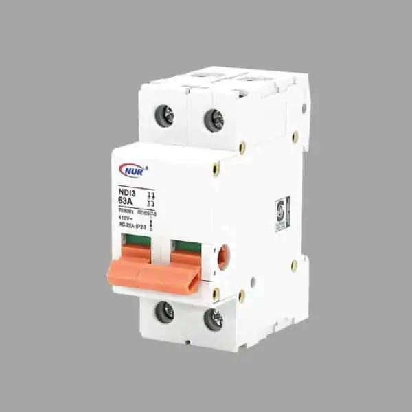63 Amp Double Pole DIN Rail Isolator Switch  230/400V