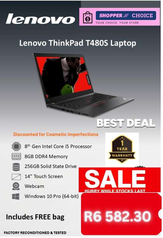 Lenovo ThinkPad T480s  Trusted Business Laptop with Touchscreen