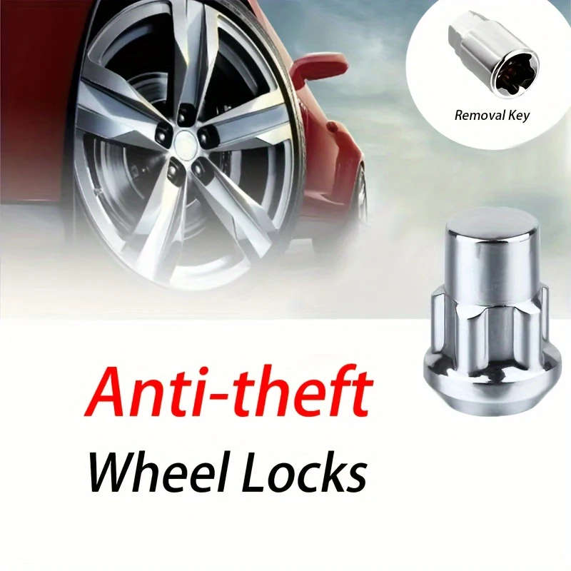 Car Anti-Theft Nut Set  Chrome Cone (M12 x 1.5 Thread)