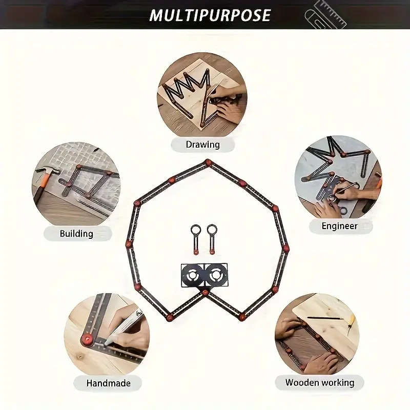 1pc Movable Multi-angle Measuring Ruler