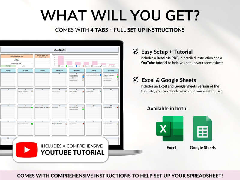 To Do List Tracker - Task Planner (Excel and Google Sheet Tamplate)