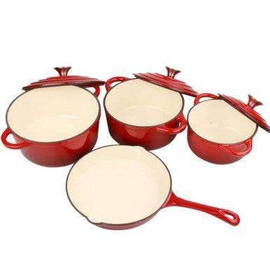 Premium 7 Piece Enamel Cast Iron Cookware Set for All Heat Sources