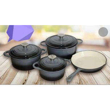 Premium 7 Piece Enamel Cast Iron Cookware Set for All Heat Sources
